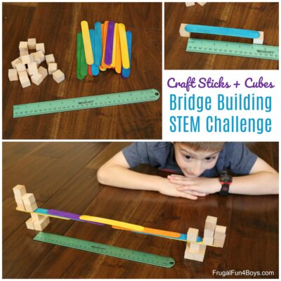 用工艺棒和木块建造桥梁的STEM挑战