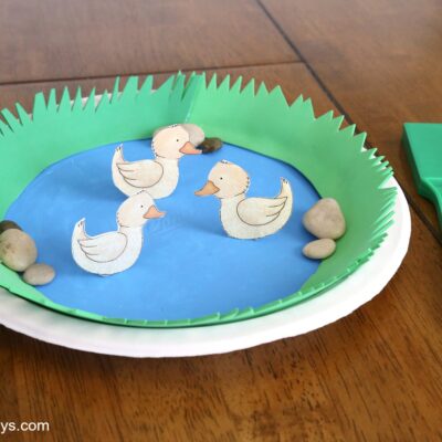 儿童春季工艺品:纸盘磁鸭池